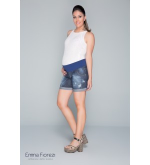 Shorts barra virada | Cor: Jeans Azul