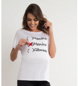Blusa T-shirt revelação | Cor: Branca